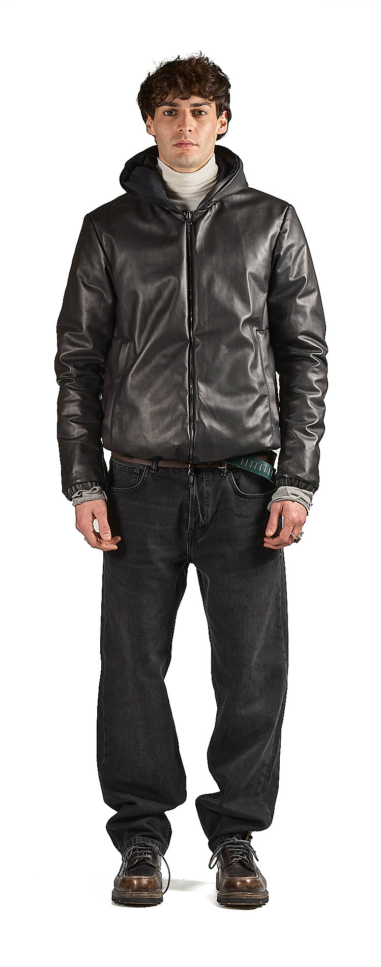 DANIELE BASTA LEATHER AND SILVER JACKET 
